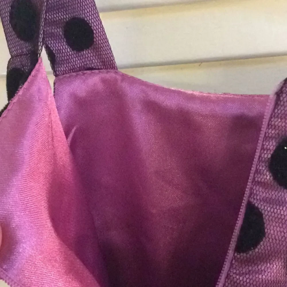 Girls 4T Purple Black Polka dot lined petticoat